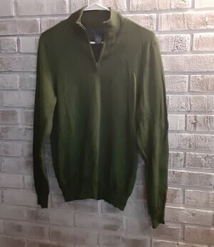 Joseph & Lyman Murano Wool Sweater Green Zip/banded collar Small